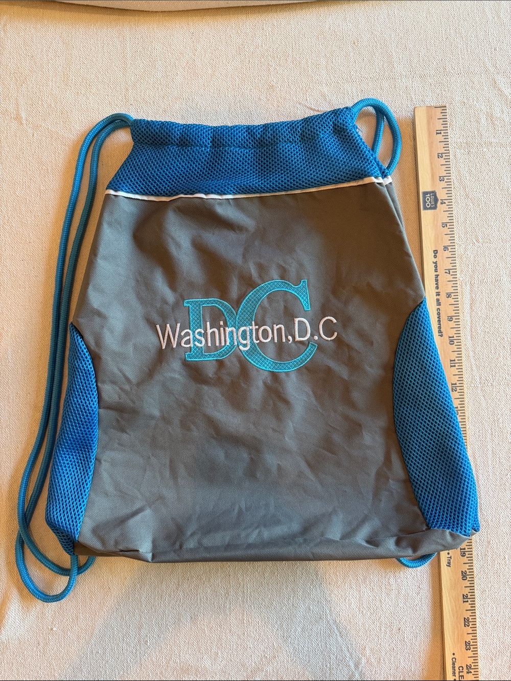 Washington, D.C. Drawstring Backpack Blue and Gray